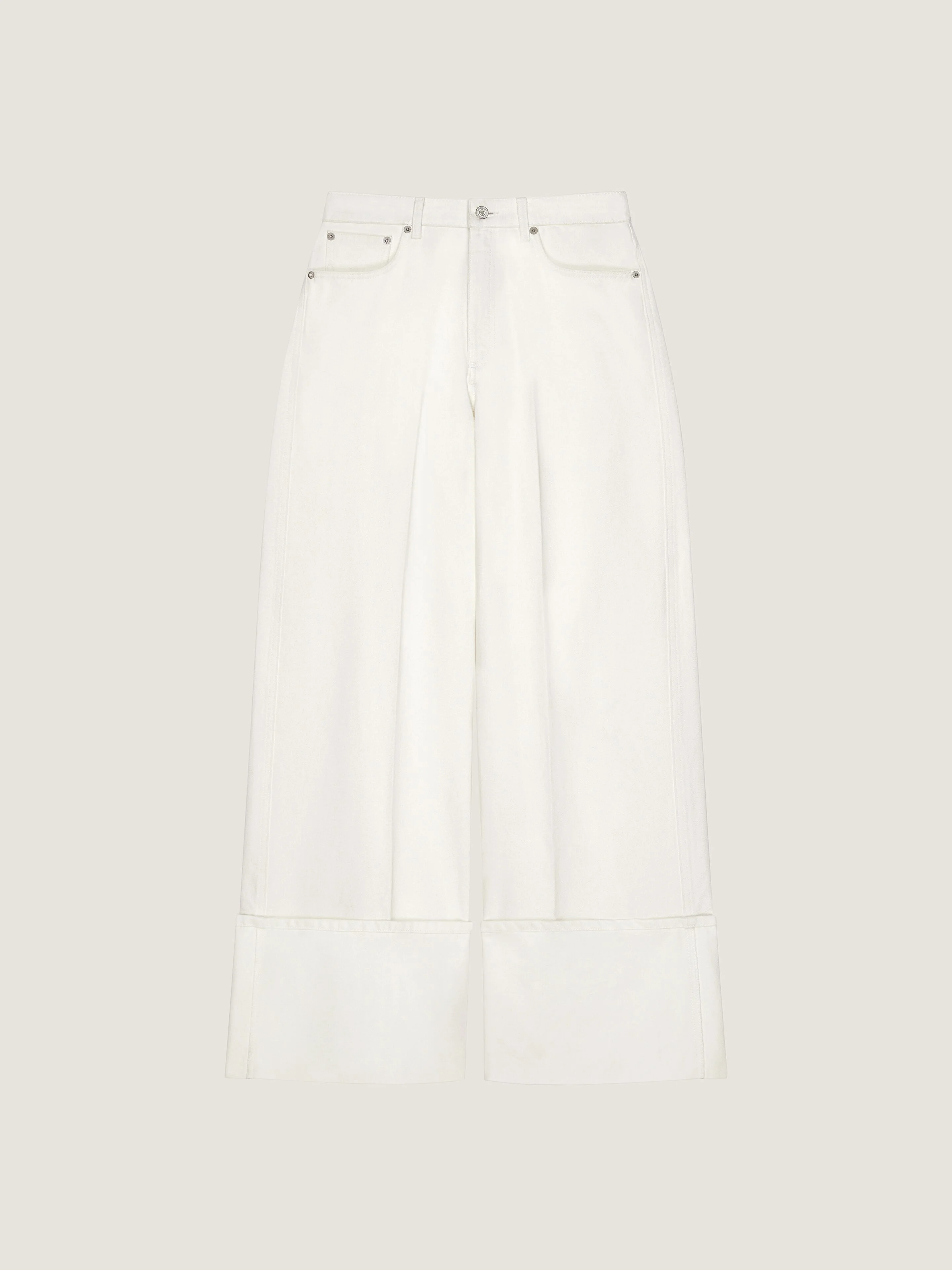 WHITE TURN-UP JEANS - 1