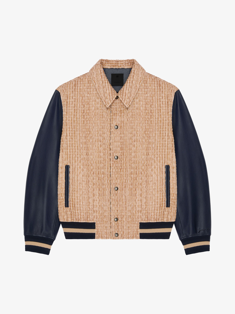 LE CLOS VARSITY JACKET IN RAFFIA AND LEATHER 1