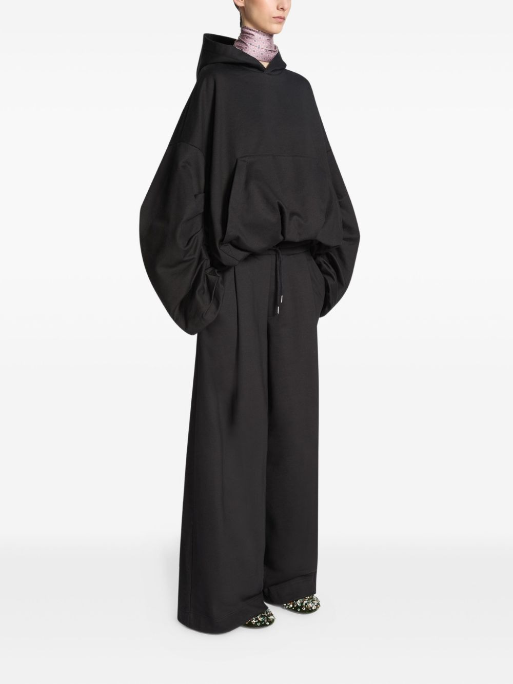 draped balloon-sleeve hoodie - 3