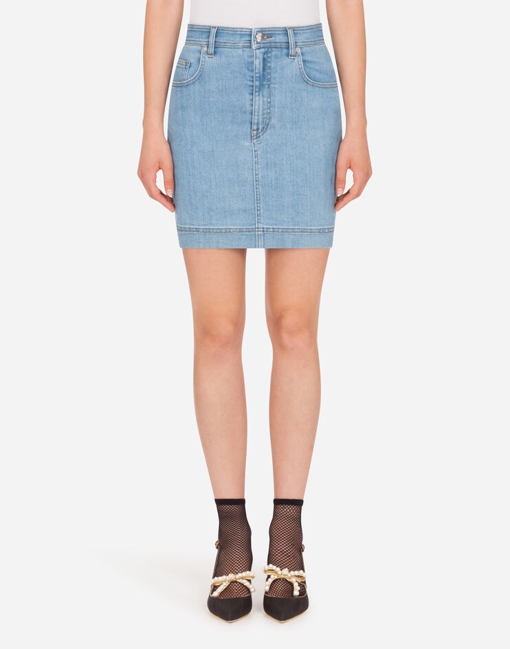 Short denim skirt - 1