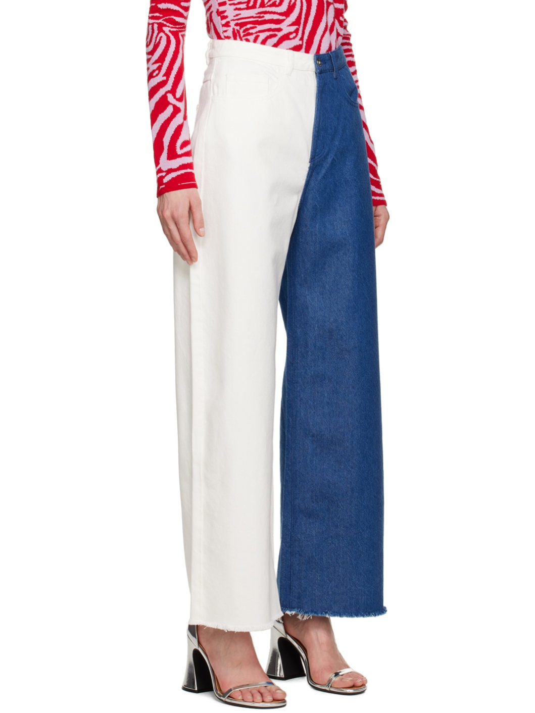 Blue & White Boyfriend Jeans - 2