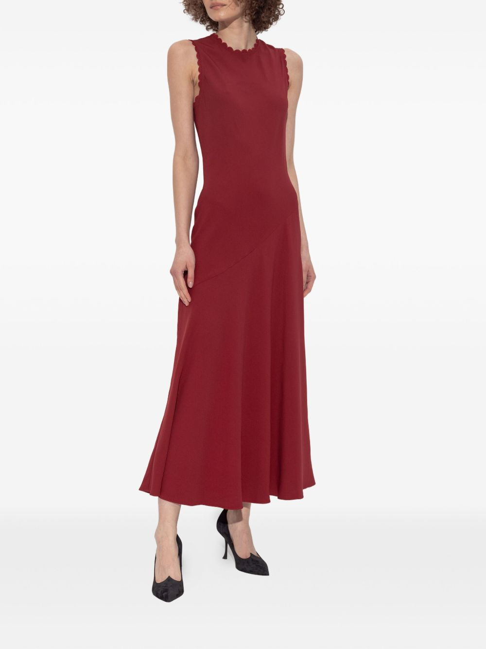 scallop-trim midi dress - 3