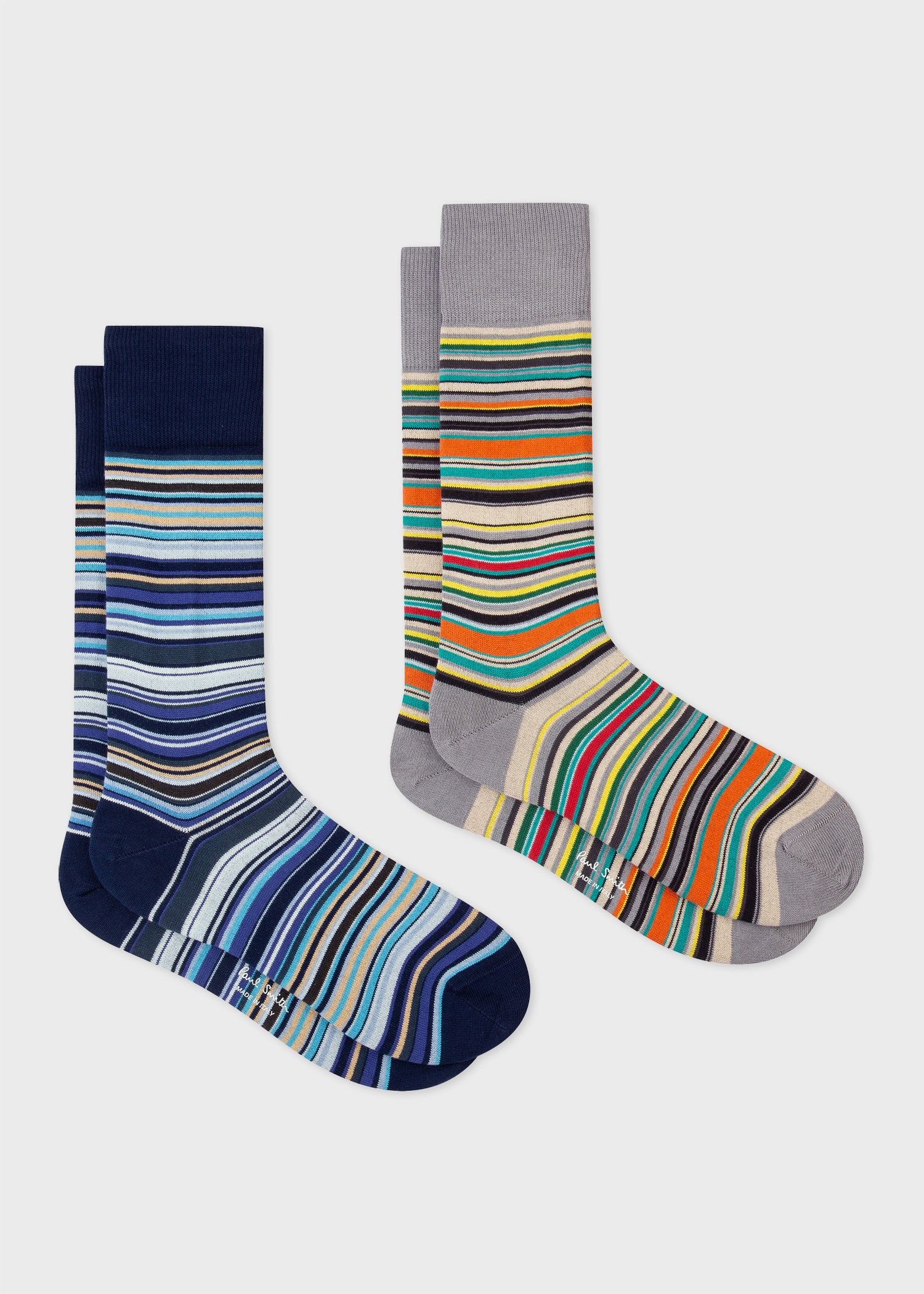 Navy And Grey 'Signature Stripe' Socks Two Pack - 1