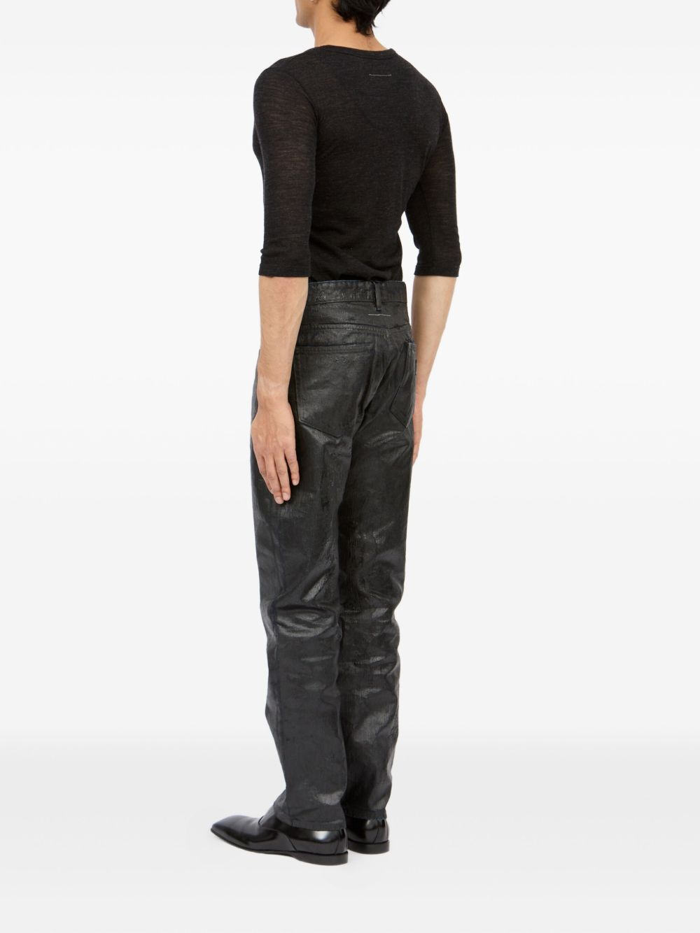 waxed-effect jeans - 5