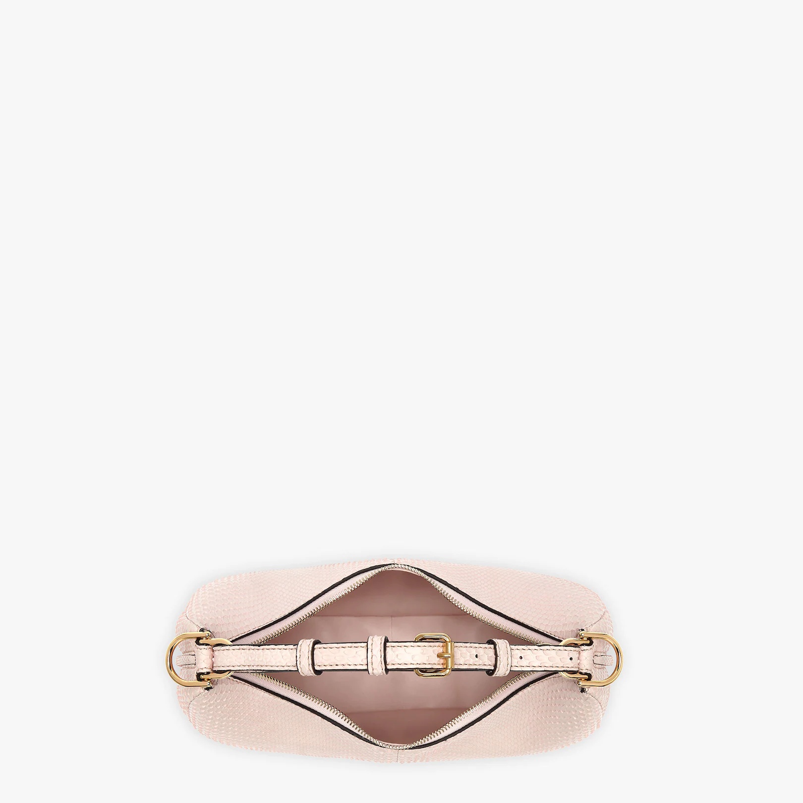 Small hobo bag made of exquisite pale pink python leather, with vintage gold metal FENDI lettering v - 5