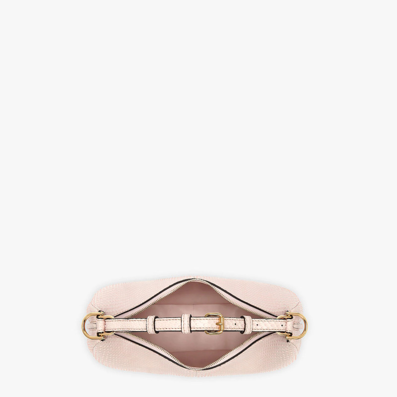 Small hobo bag made of exquisite pale pink python leather, with vintage gold metal FENDI lettering v 5