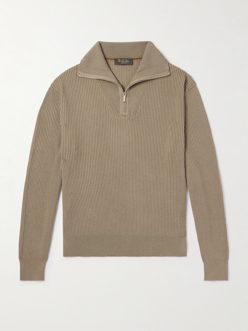 Akan Ribbed Cashmere and Silk-Blend Half-Zip Sweater 1