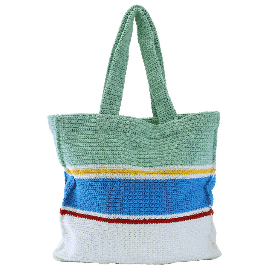 Casablanca Men's White / Blue Multi Crochet Shopper Bag - 3
