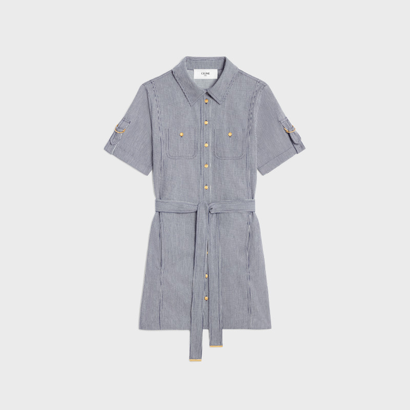 trapeze mini dress in striped cotton 1