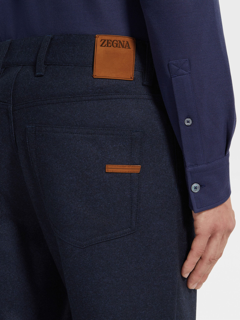ZEGNA DARK BLUE WOOL AND CASHMERE ROCCIA PANTS outlook
