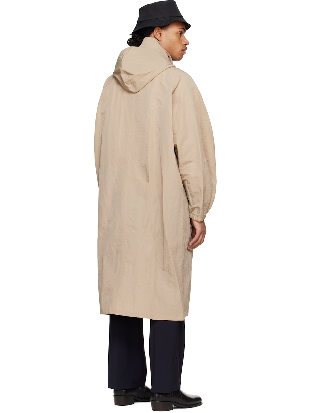 Beige Hooded Paneled Coat - 3