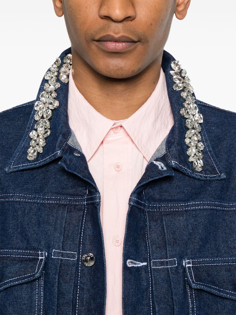 crystal-embellished denim jacket - 5