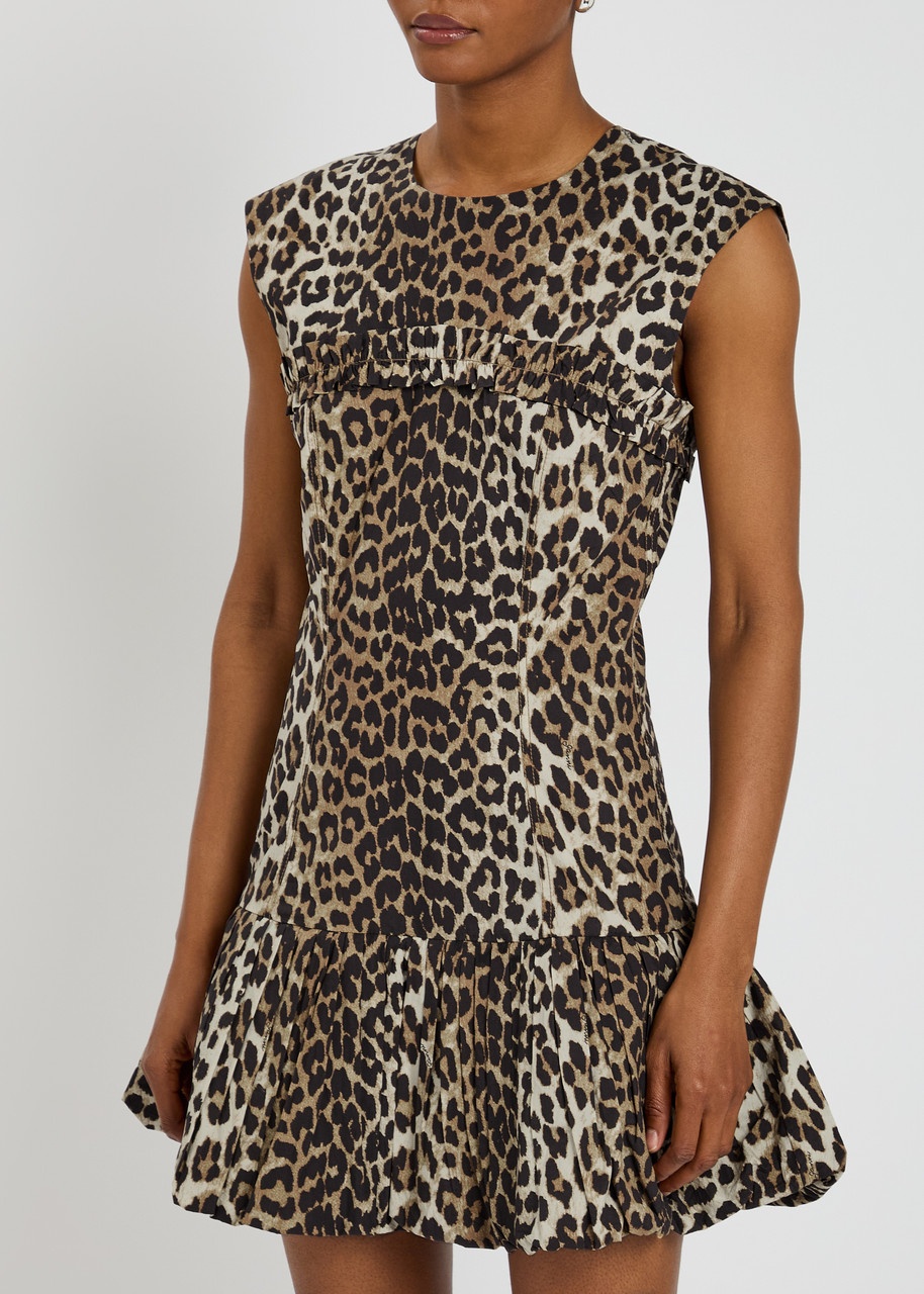 Ganni Leopard-print Cotton-poplin Mini Dress - 2