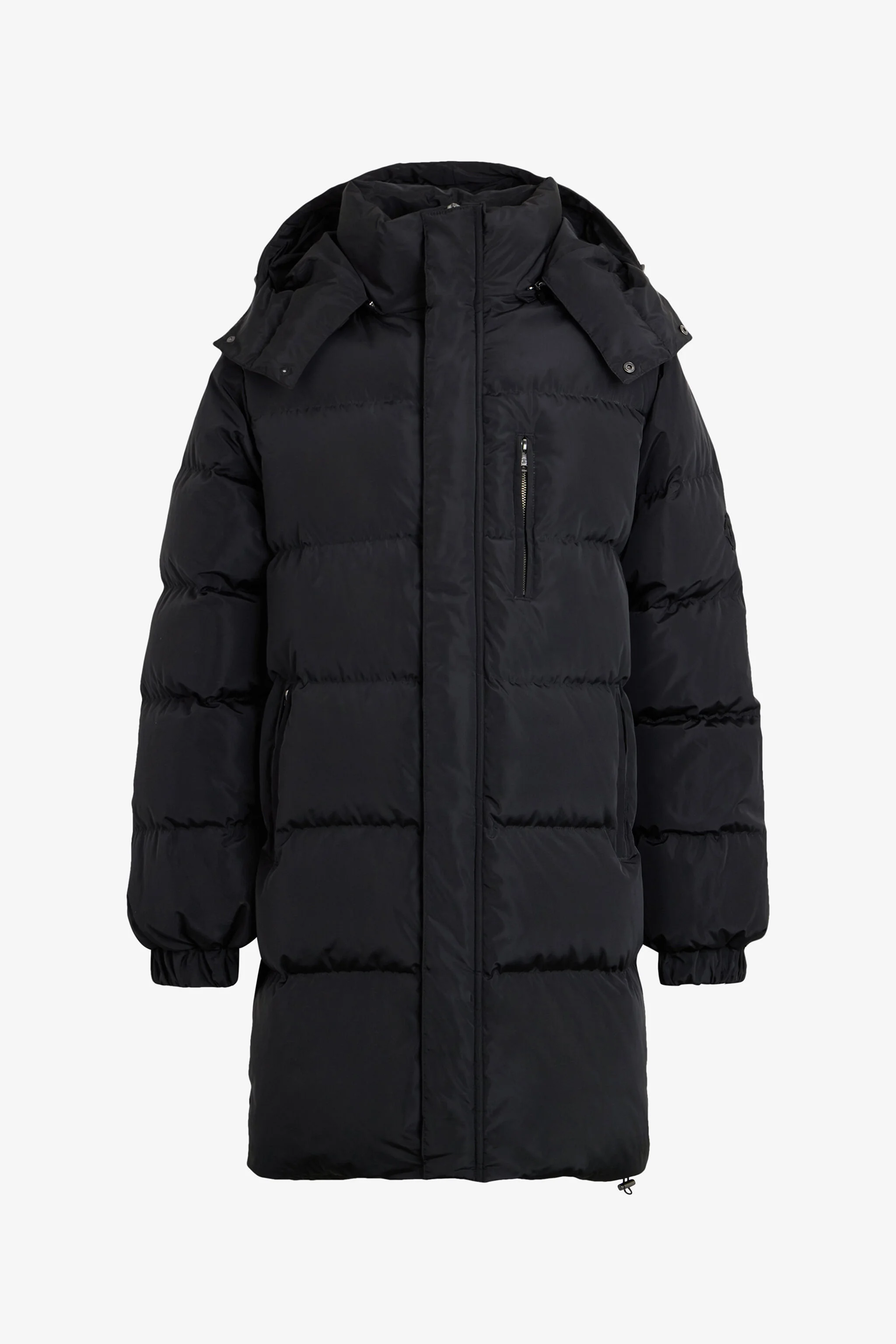 Long black down jacket with hood - 1