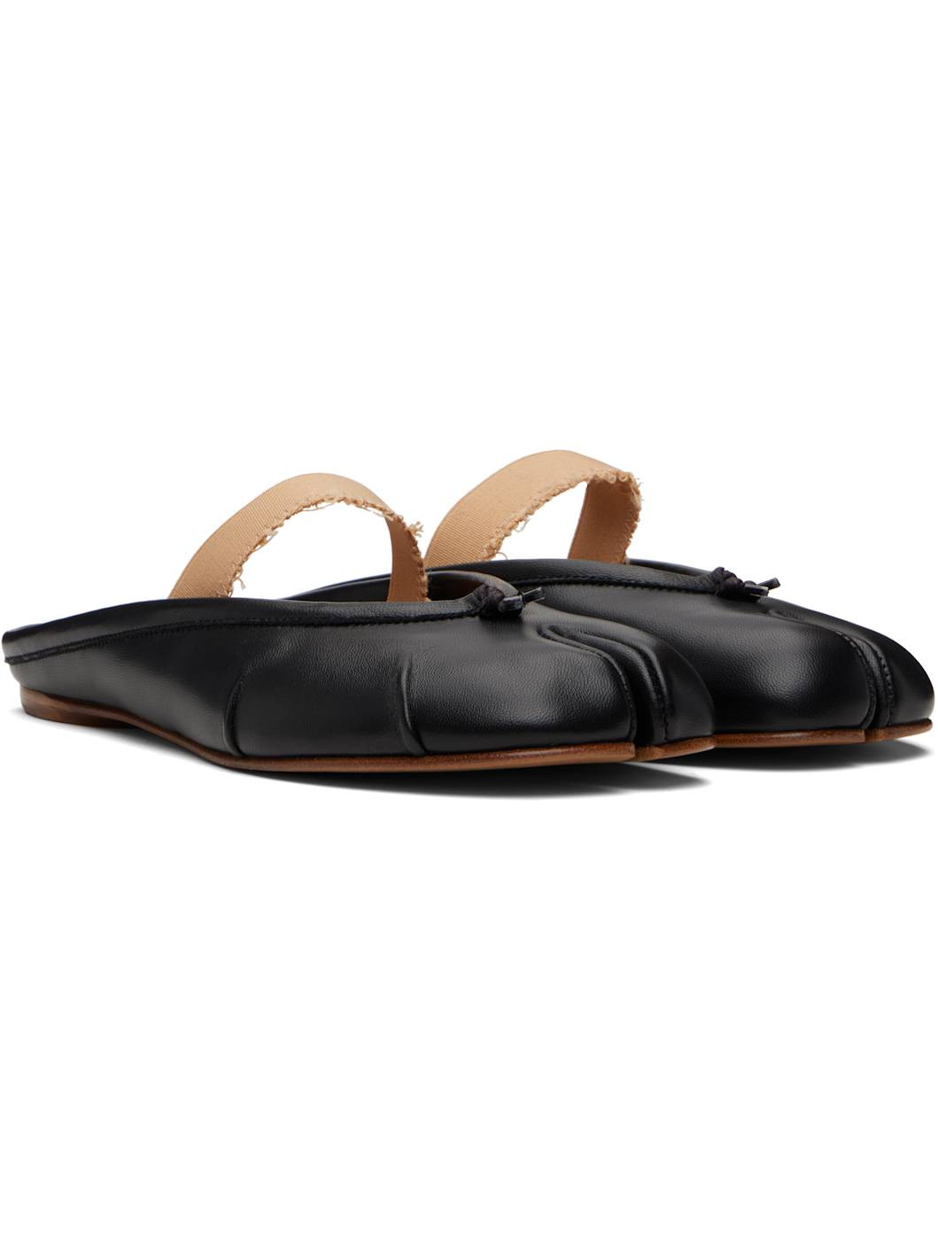 Black Tabi Elastic Band Mules - 4