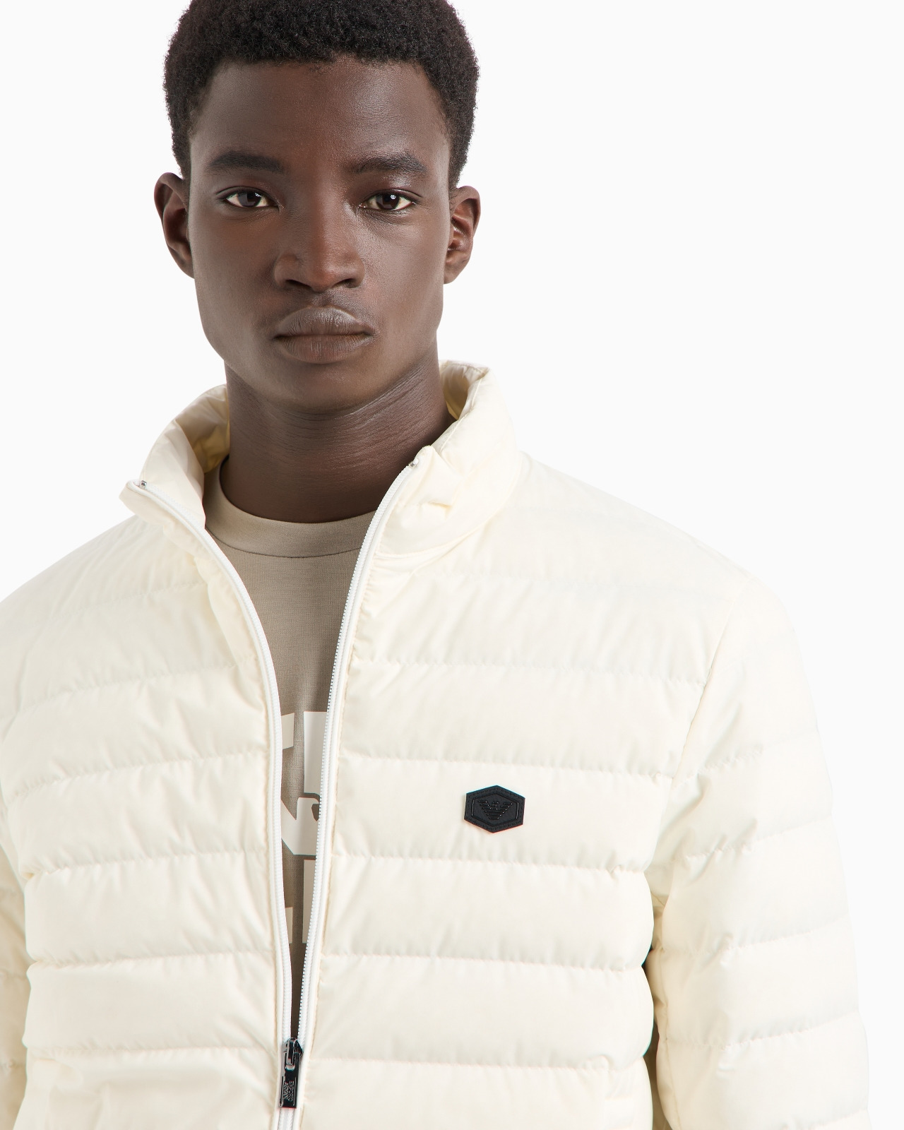 Quilted nylon full-zip down jacket with eagle logo patch - 5