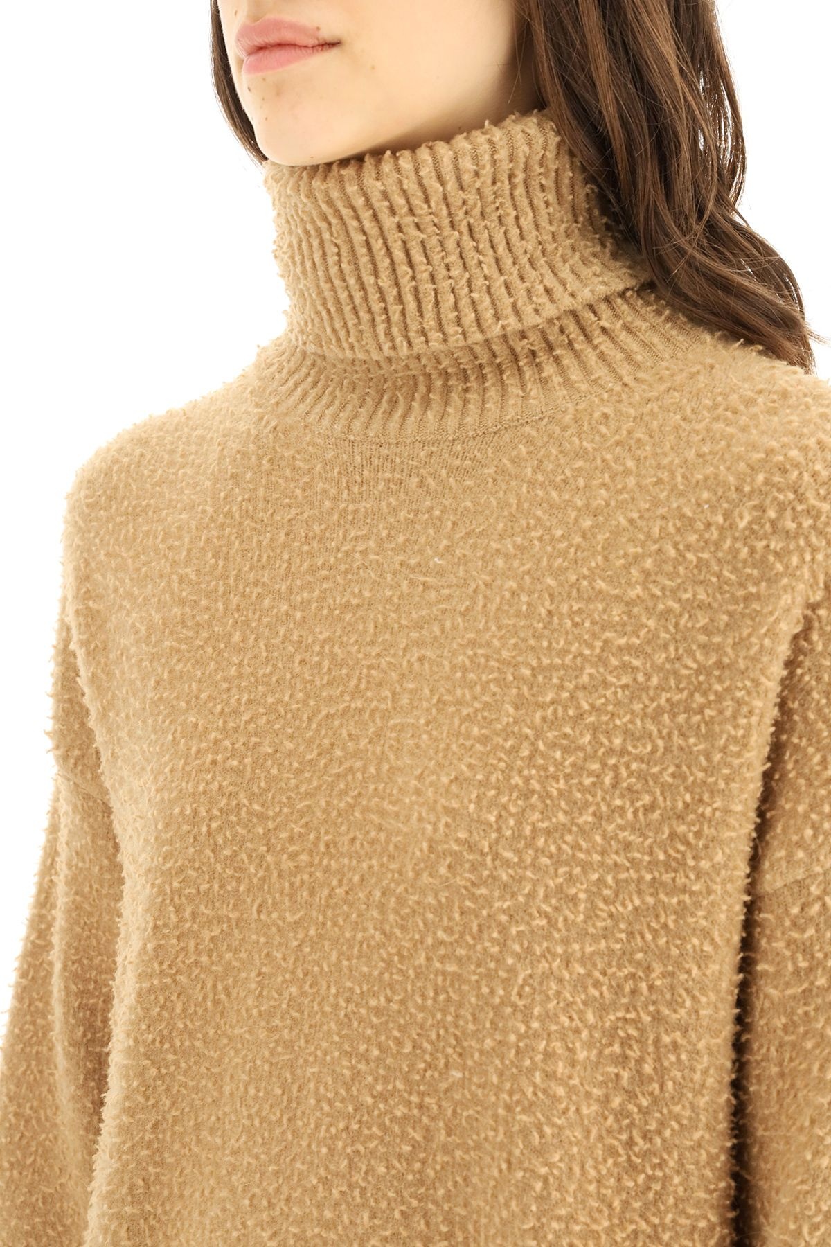 HIGH NECK SWEATER IN WOOL AND ANGORA - 5