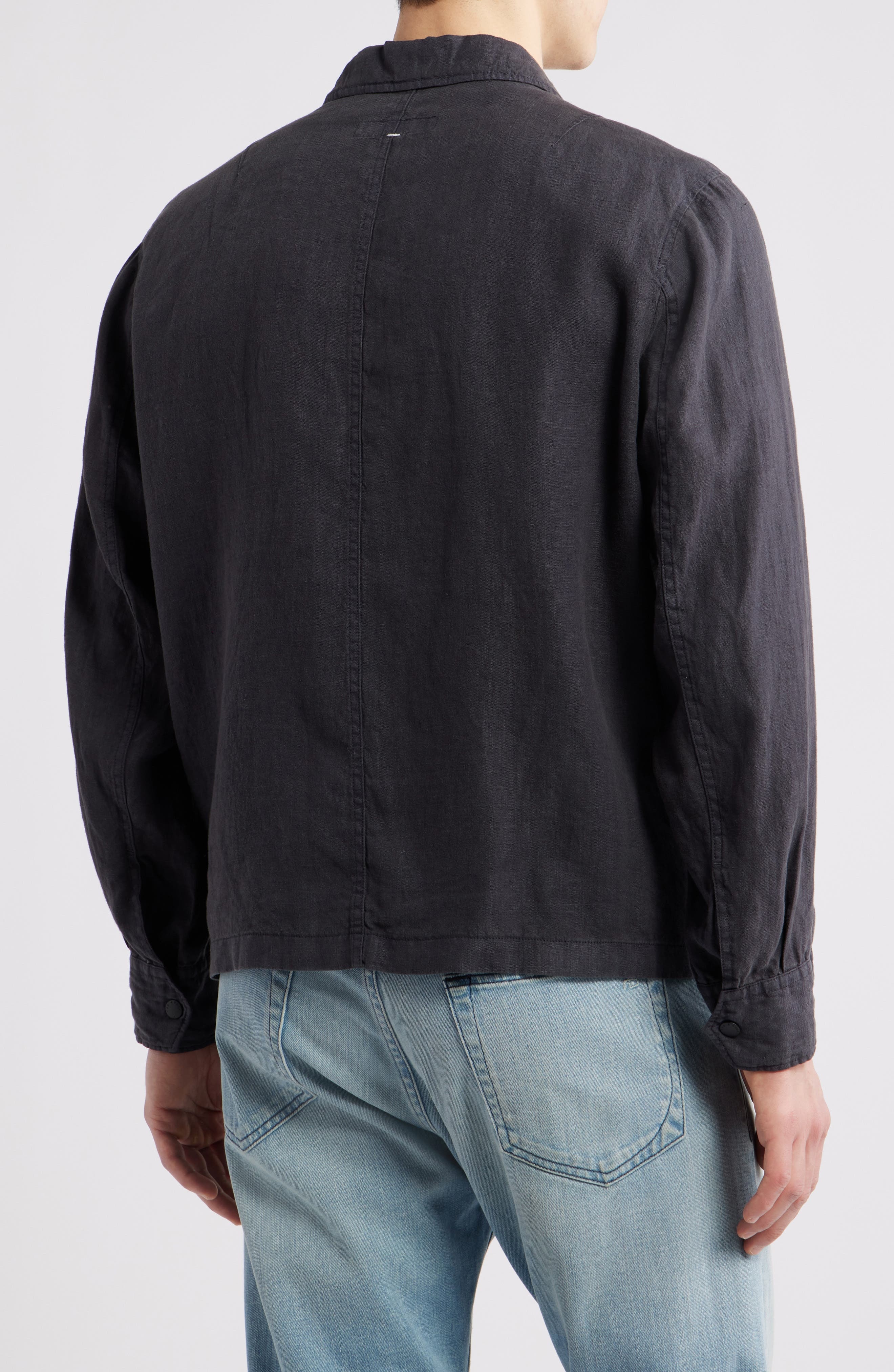 rag & bone Angus Linen Shirt Jacket in Black at Nordstrom - 2