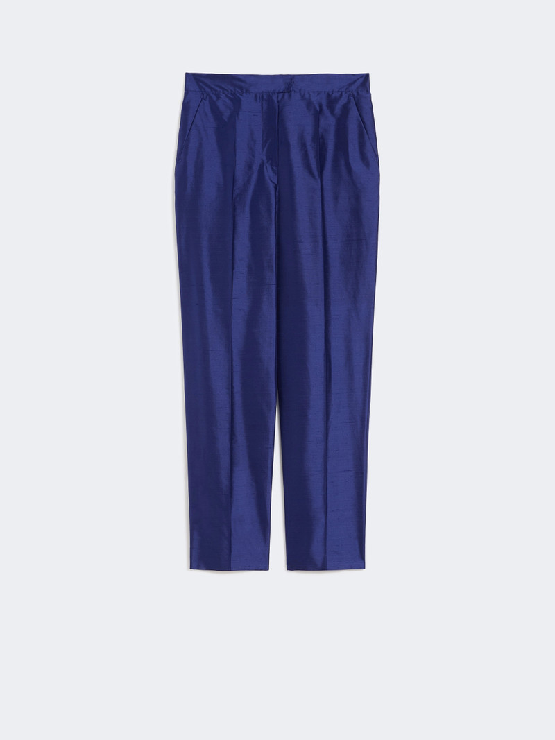 ORATA Silk Shantung cigarette trousers - CORNFLOWER BLUE 1