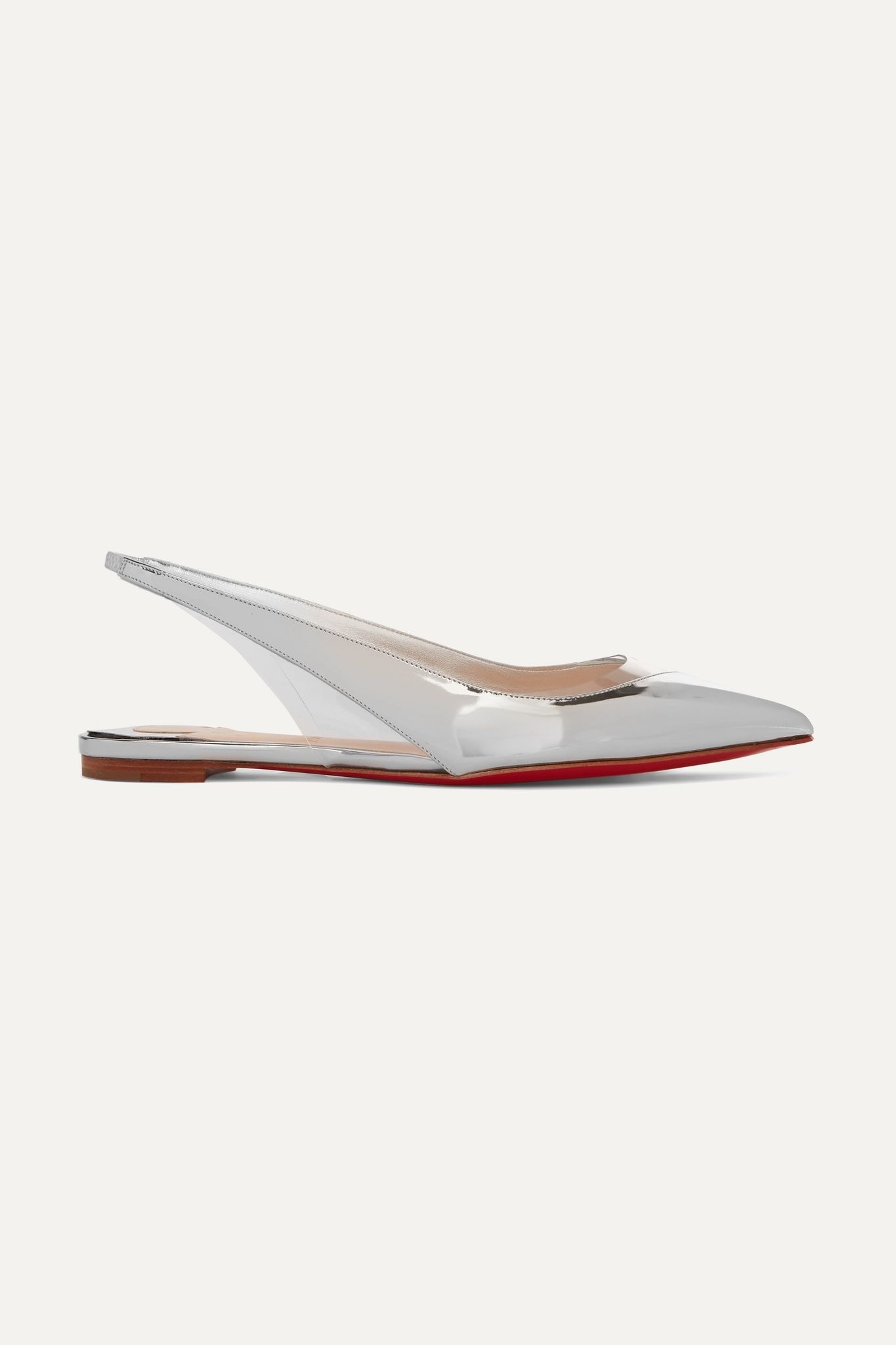 V Dec PVC and metallic leather slingback point-toe flats - 1