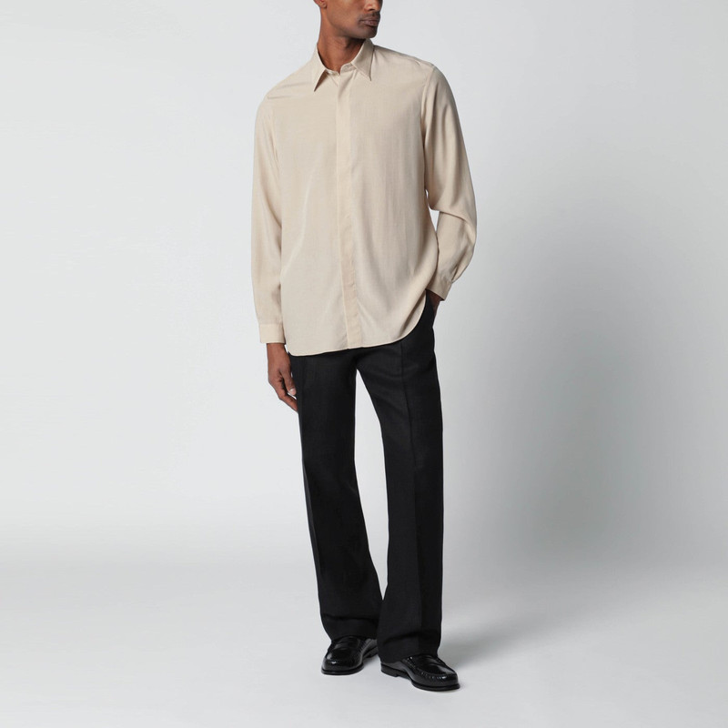 LARDINI Beige linen-blend shirt outlook