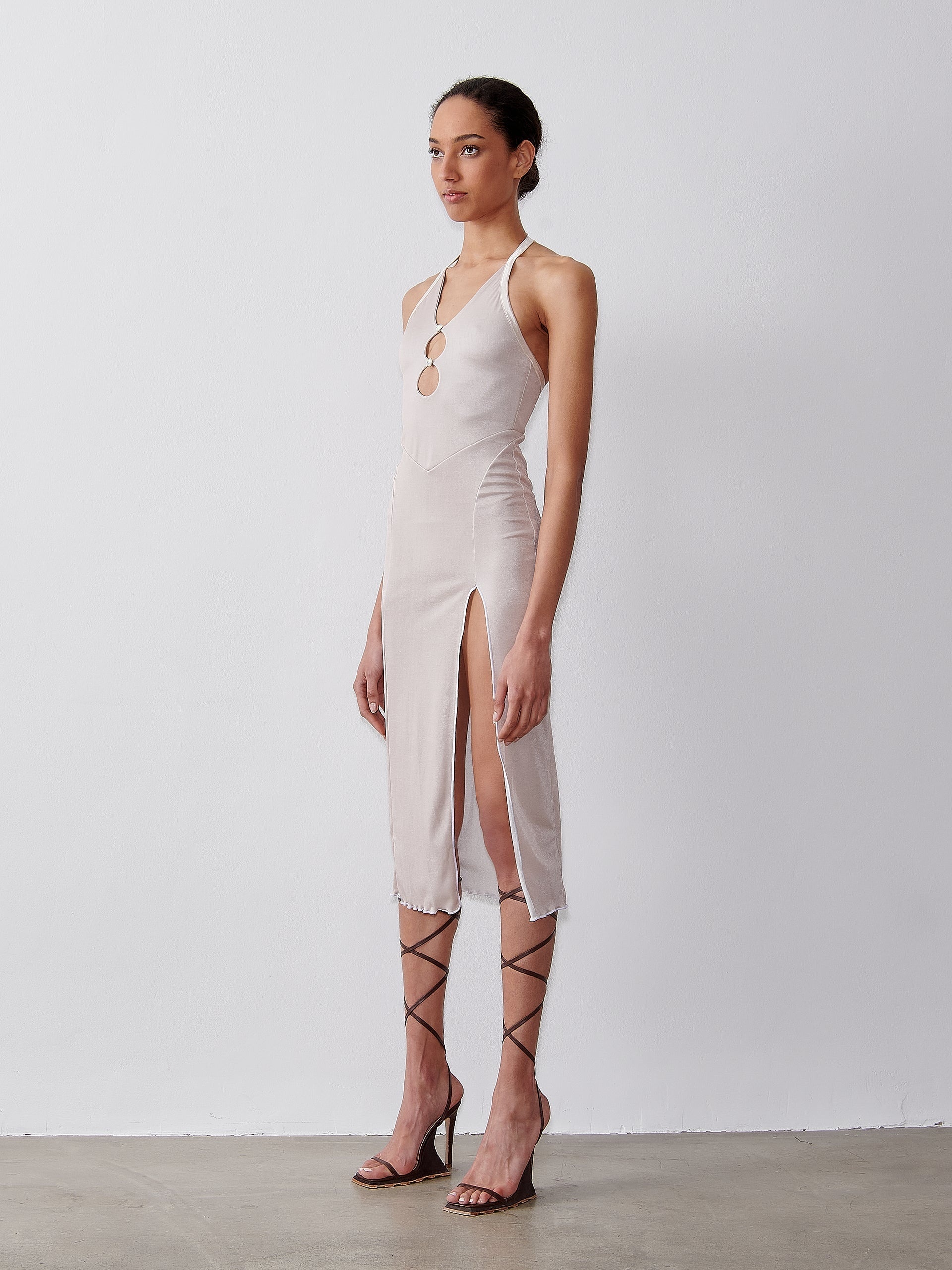 HEATHER MIDI DRESS PUMICE STONE - 4