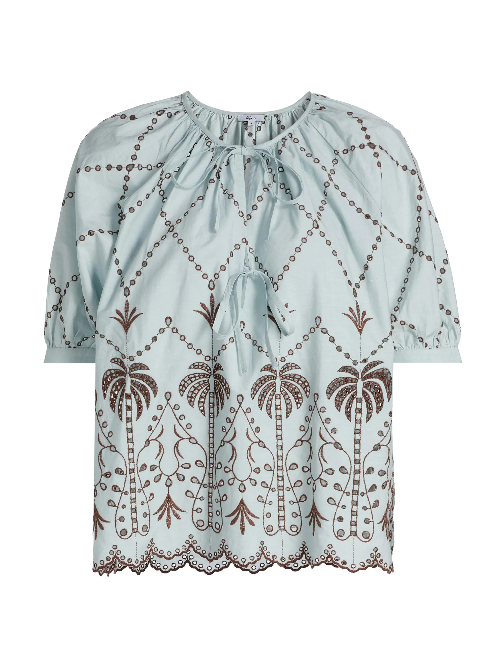 Women's Catalene Embroidered Cotton Top - Ocean Palms Embroidery - 1