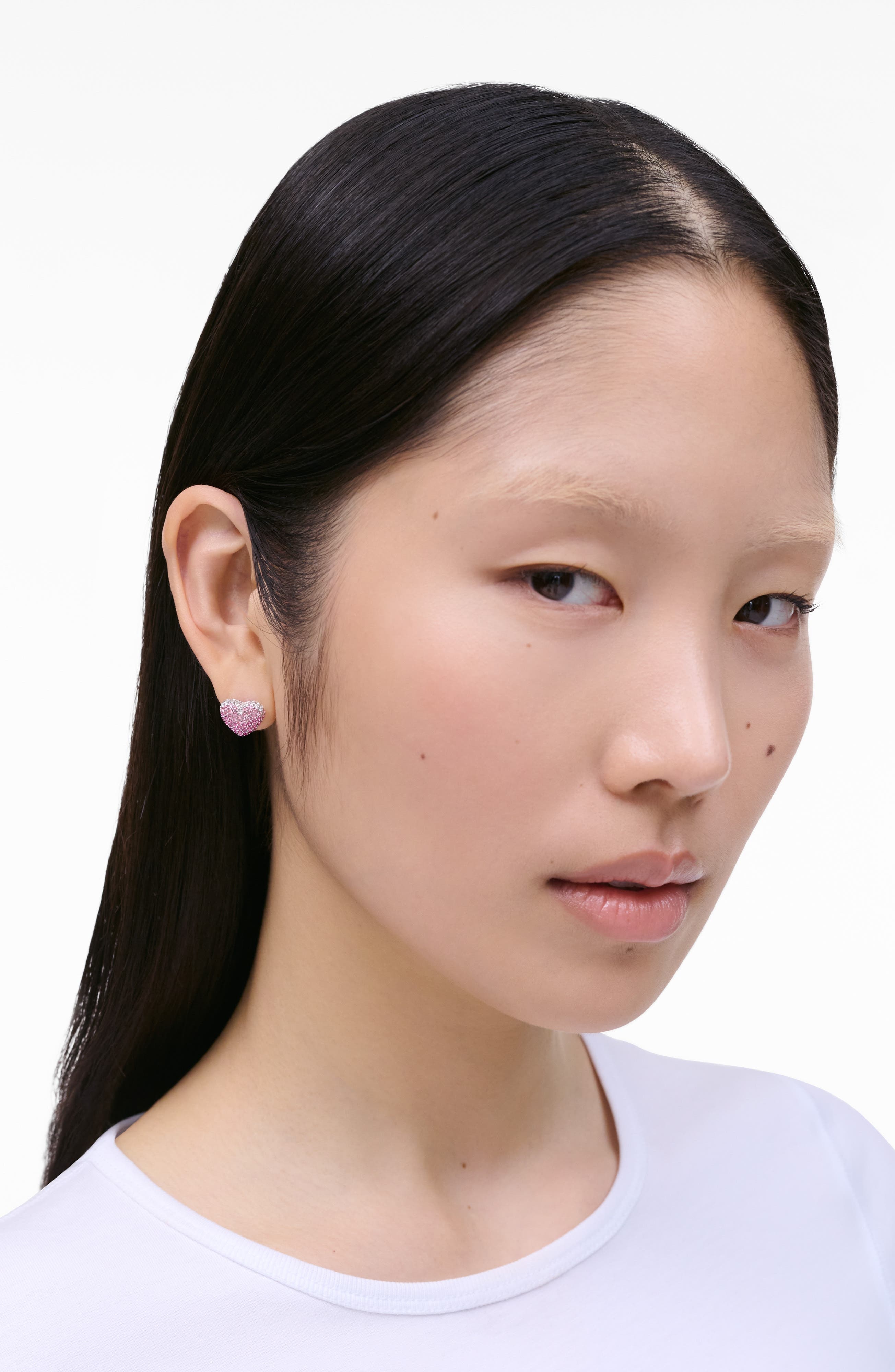 Marc Jacobs Balloon Pavé Heart Stud Earrings in Silver/rose at Nordstrom - 2