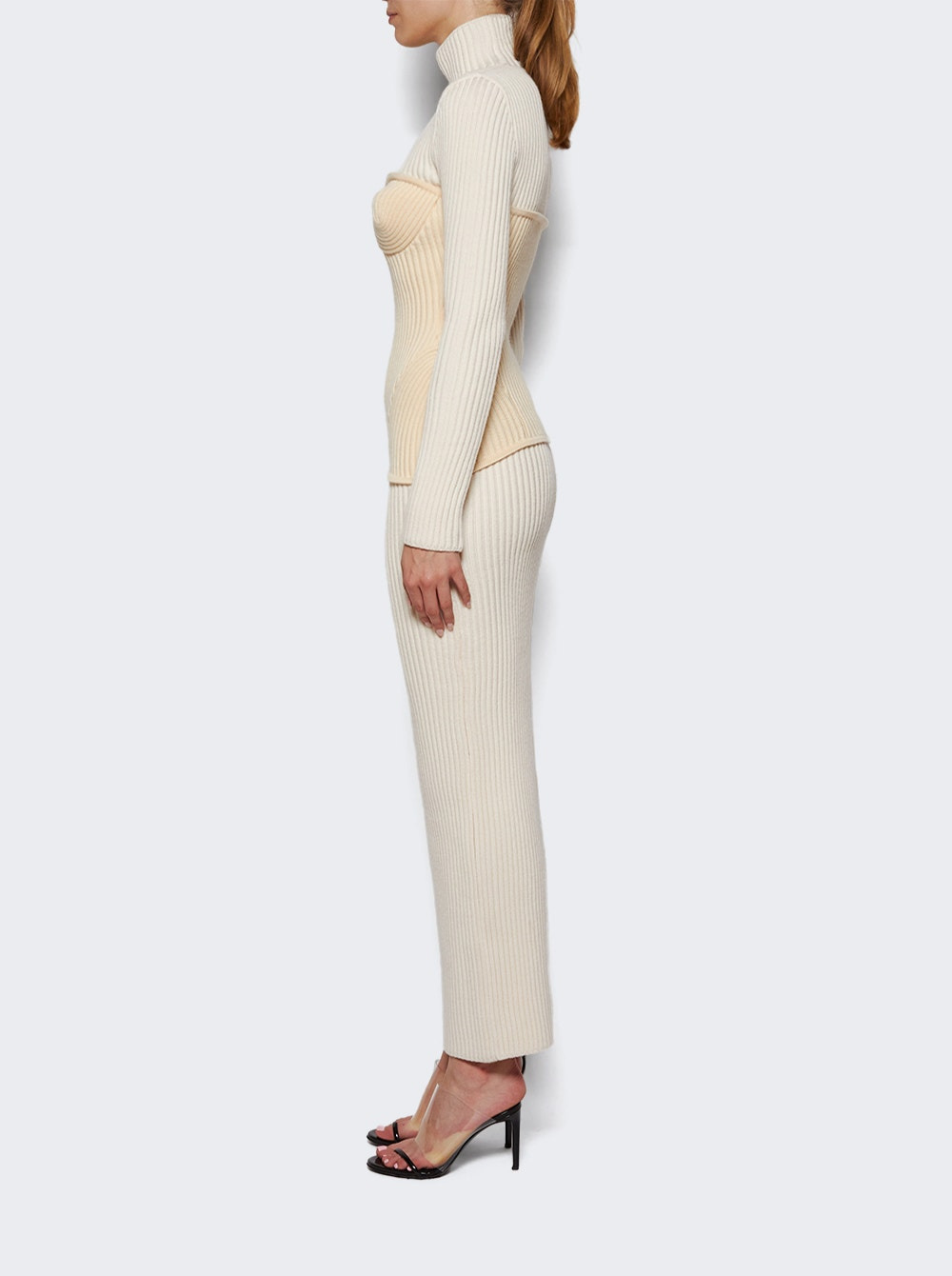 Stretch Merino Wool Dress Ecru - 3