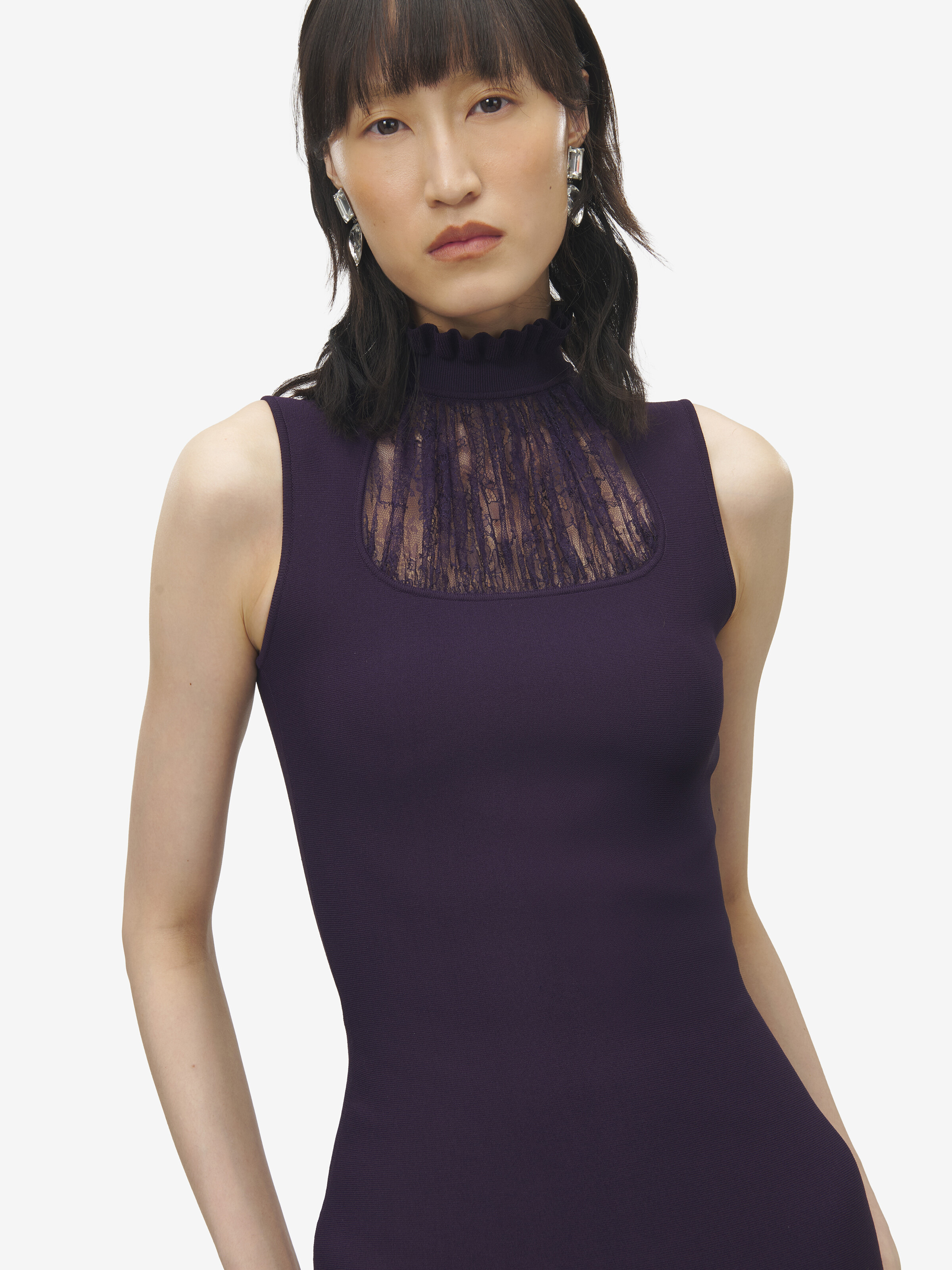 Lace Panel Midi Dress - 5
