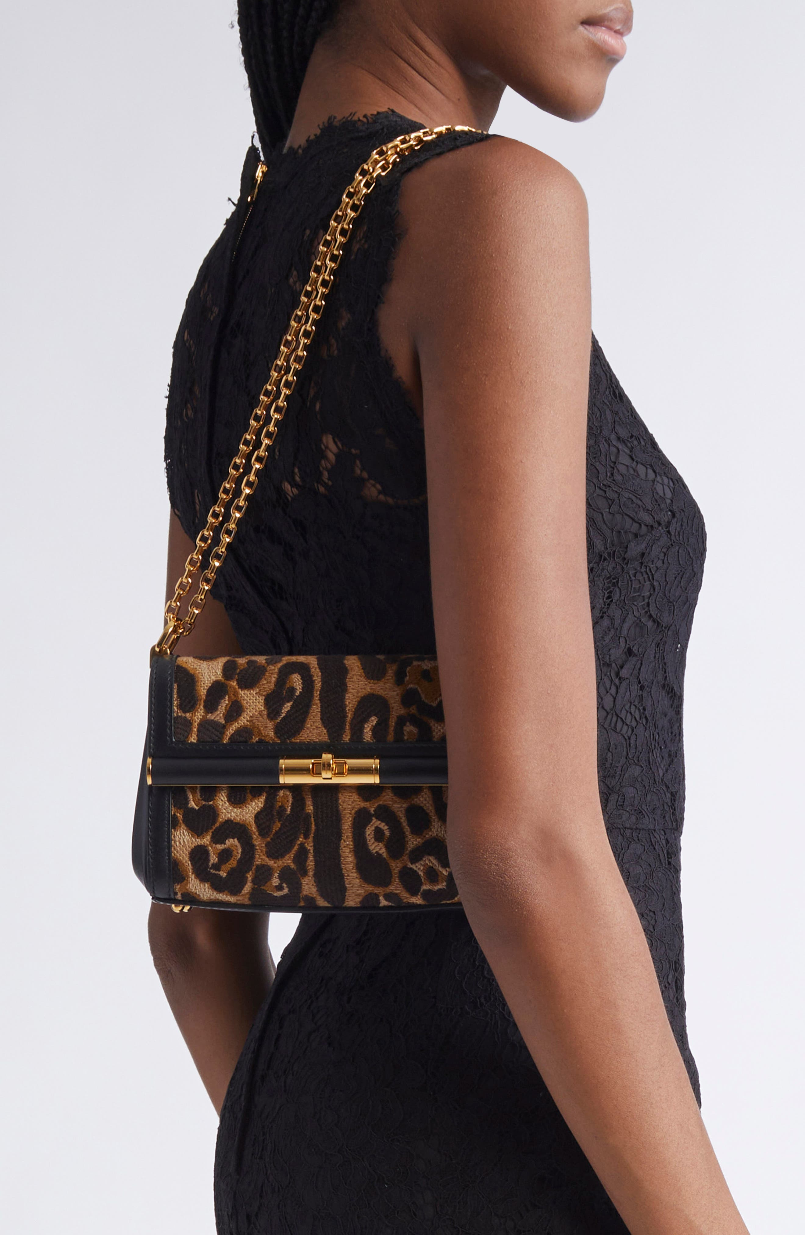 Dolce&Gabbana Mini Marlene City Leopard Print Shoulder Bag in 89738 Leo/Nero at Nordstrom - 3