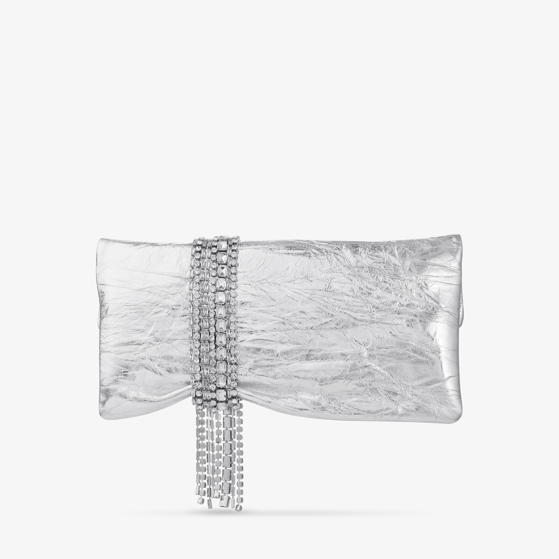 Zandra
Silver Vintage Metallic Leather Clutch Bag - 6