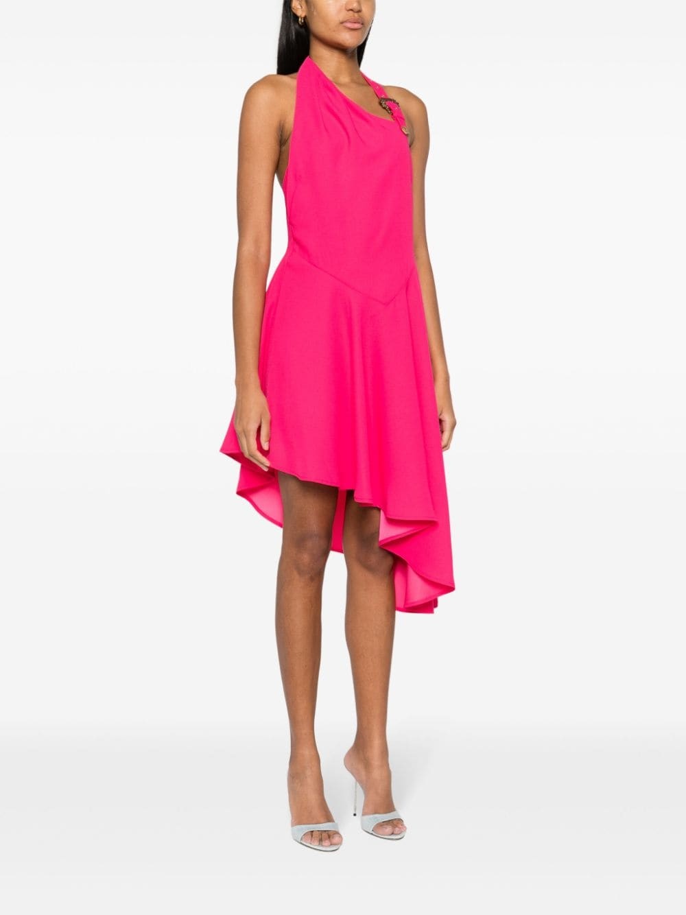 logo-engraved-buckle crepe dress - 3