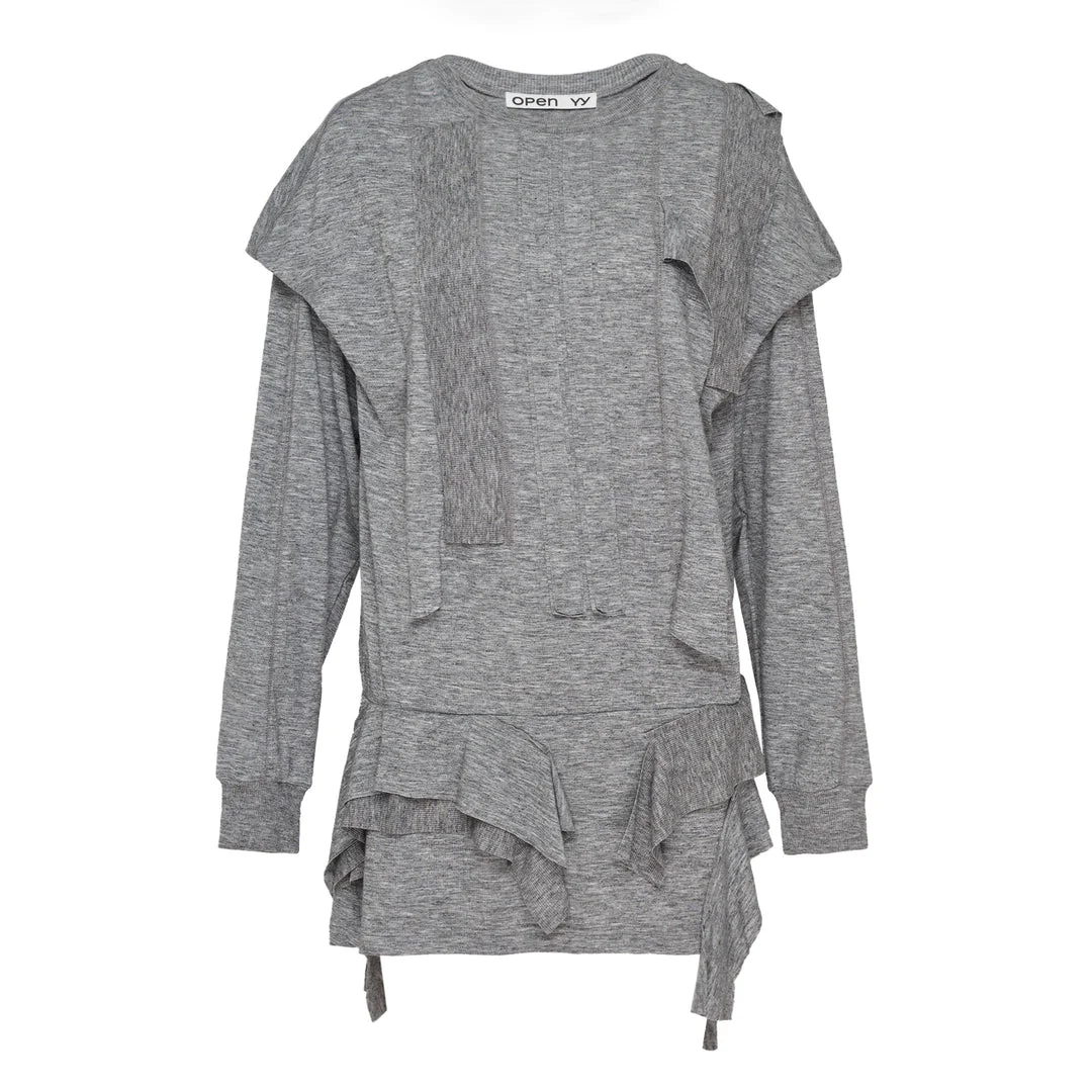 Raw Cut Ruffle Dress Top - 1