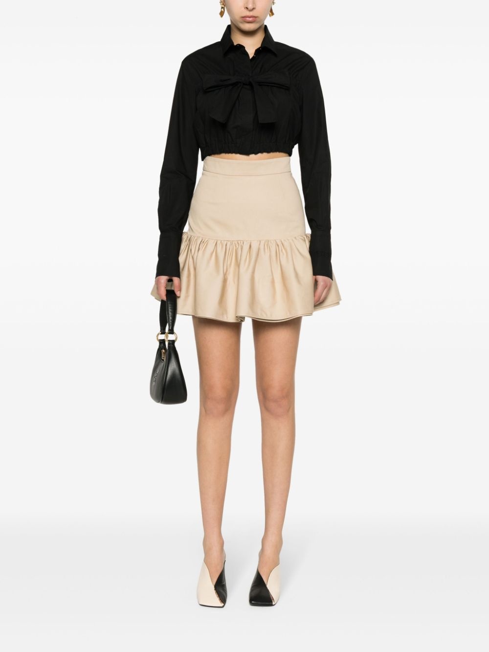 Bow cropped cotton blouse - 2