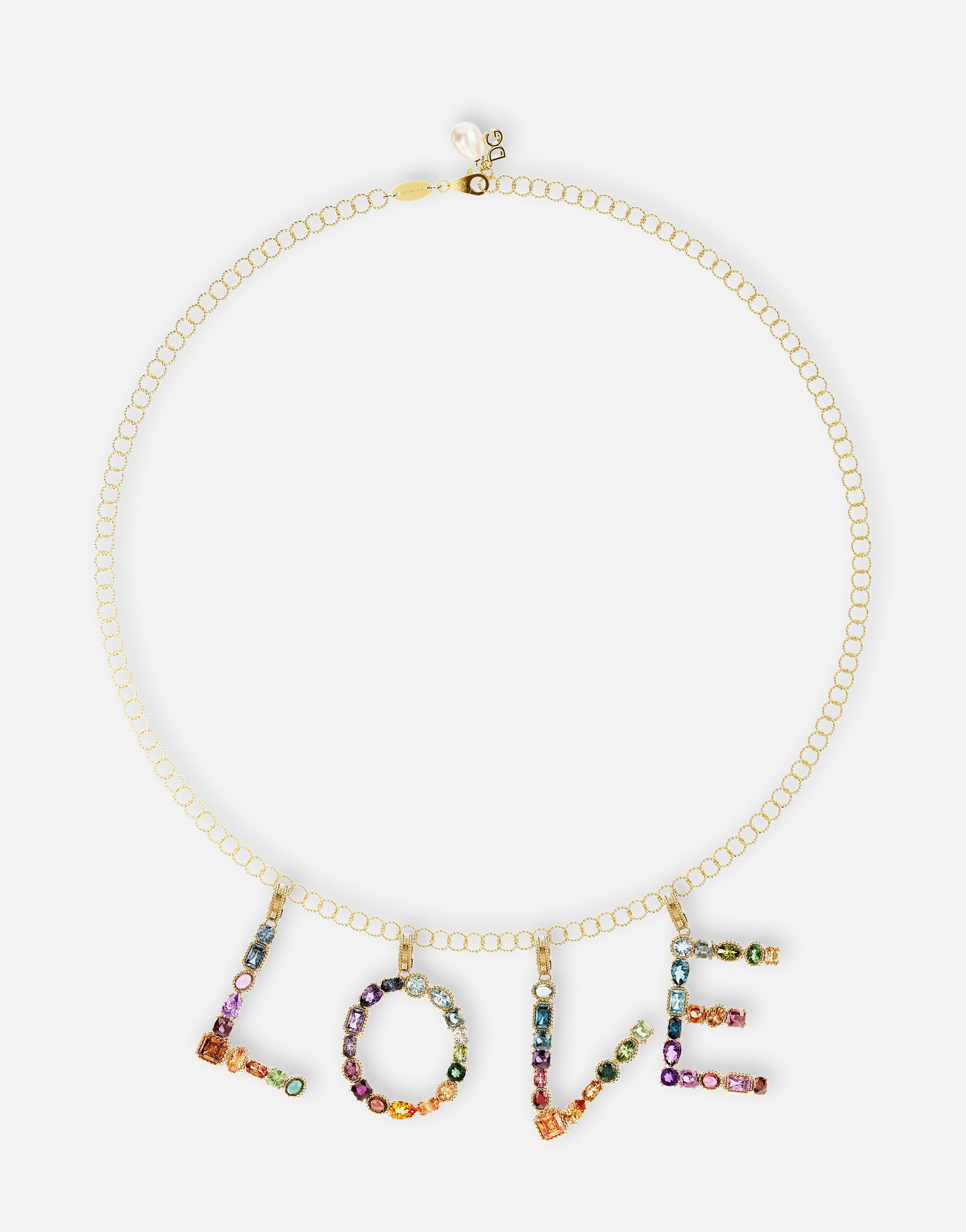 Rainbow alphabet X 18 kt yellow gold charm with multicolor fine gems - 4