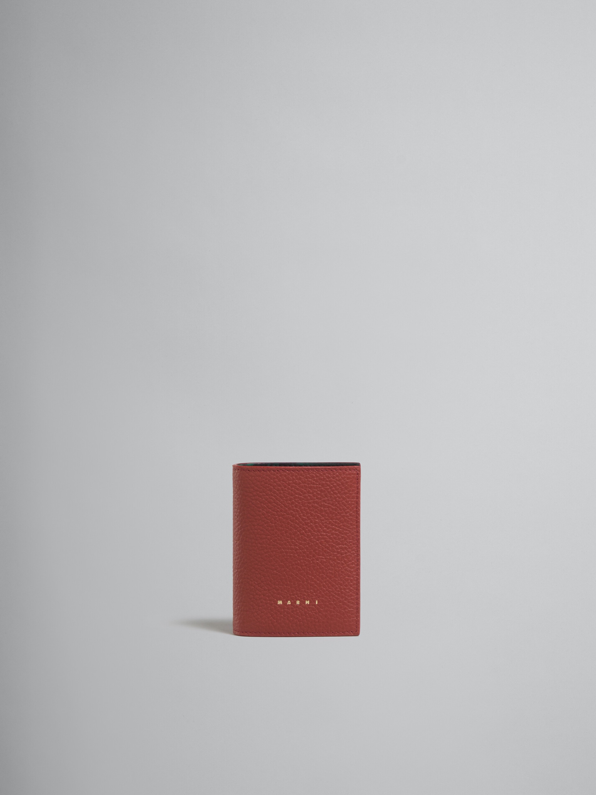 BROWN LEATHER BIFOLD WALLET WITH MARBLED INTERIOR - 1