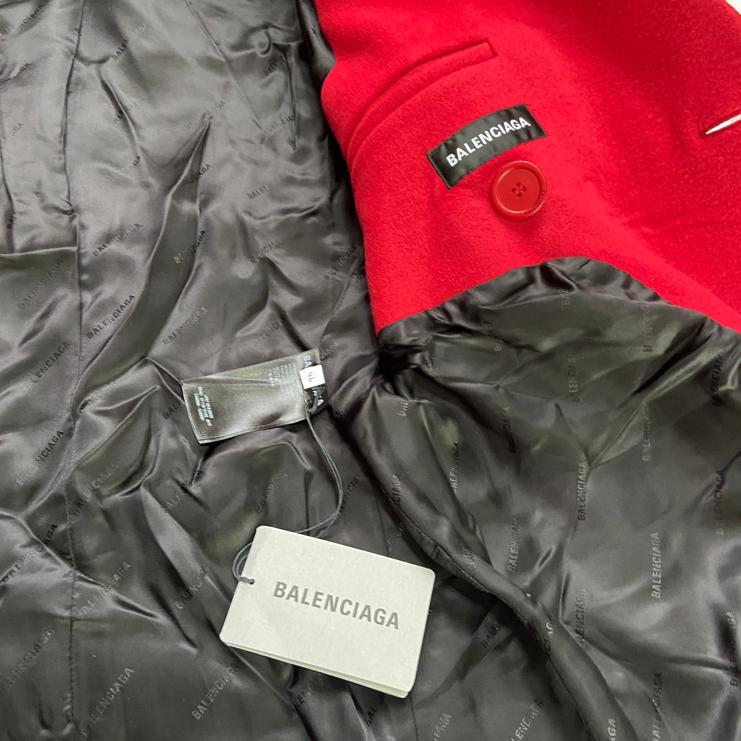Balenciaga Ss19 runway 80s boxy shoulder red camel wool coat jacket 46 - 15