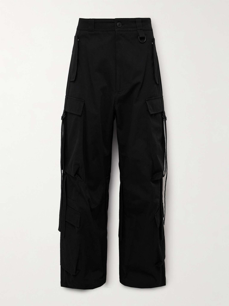 Wide-Leg Embellished Cotton-Twill Cargo Trousers - 1