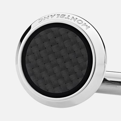 Montblanc Cufflinks, round in stainless steel with carbon-patterned inlay outlook