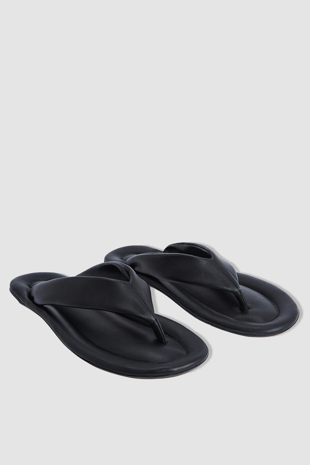 Dasha Black Nappa Leather Flip-Flop Sandal - 2