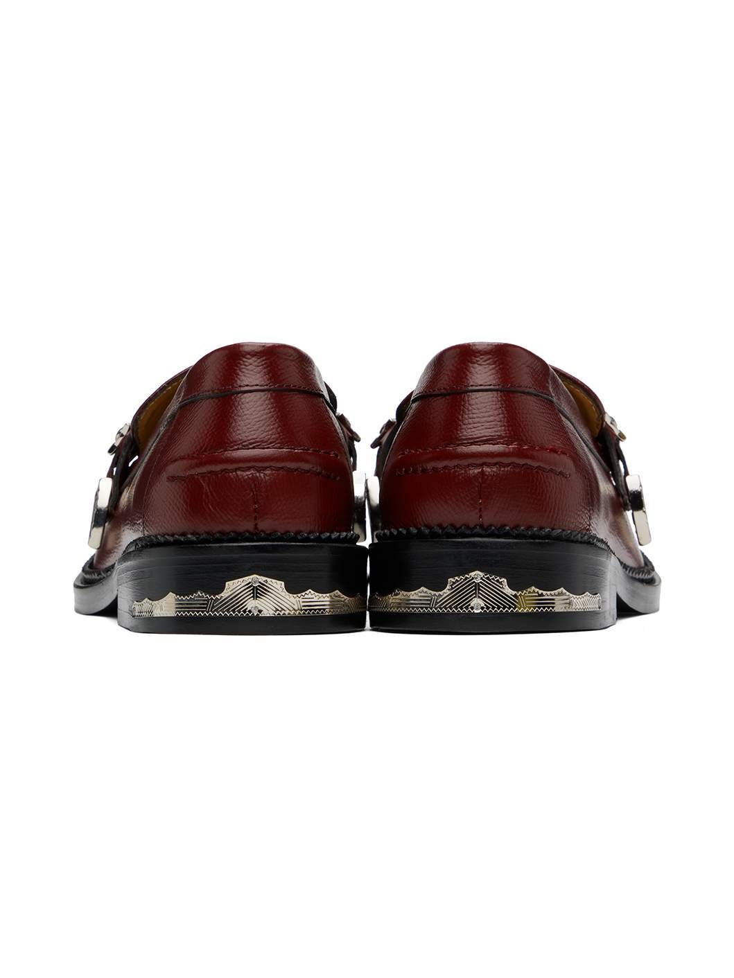 Burgundy Grained Leather Loafers - 2