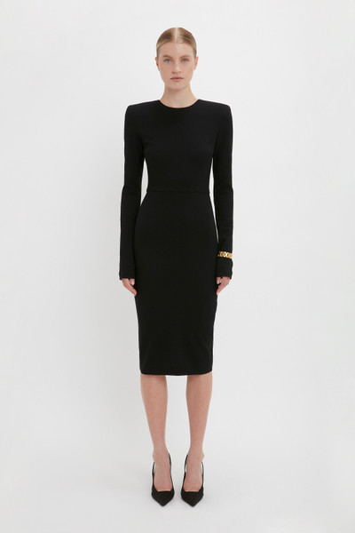 Victoria Beckham Long Sleeve T-Shirt Fitted Dress In Black outlook