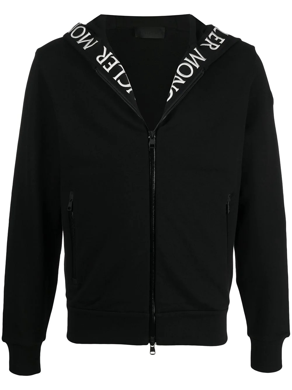 logo-embroidered trim hoodie - 1