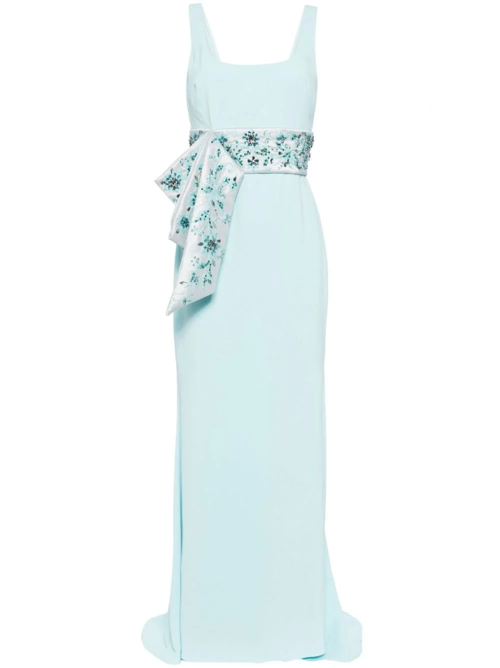 sash-detail sleeveless gown - 1