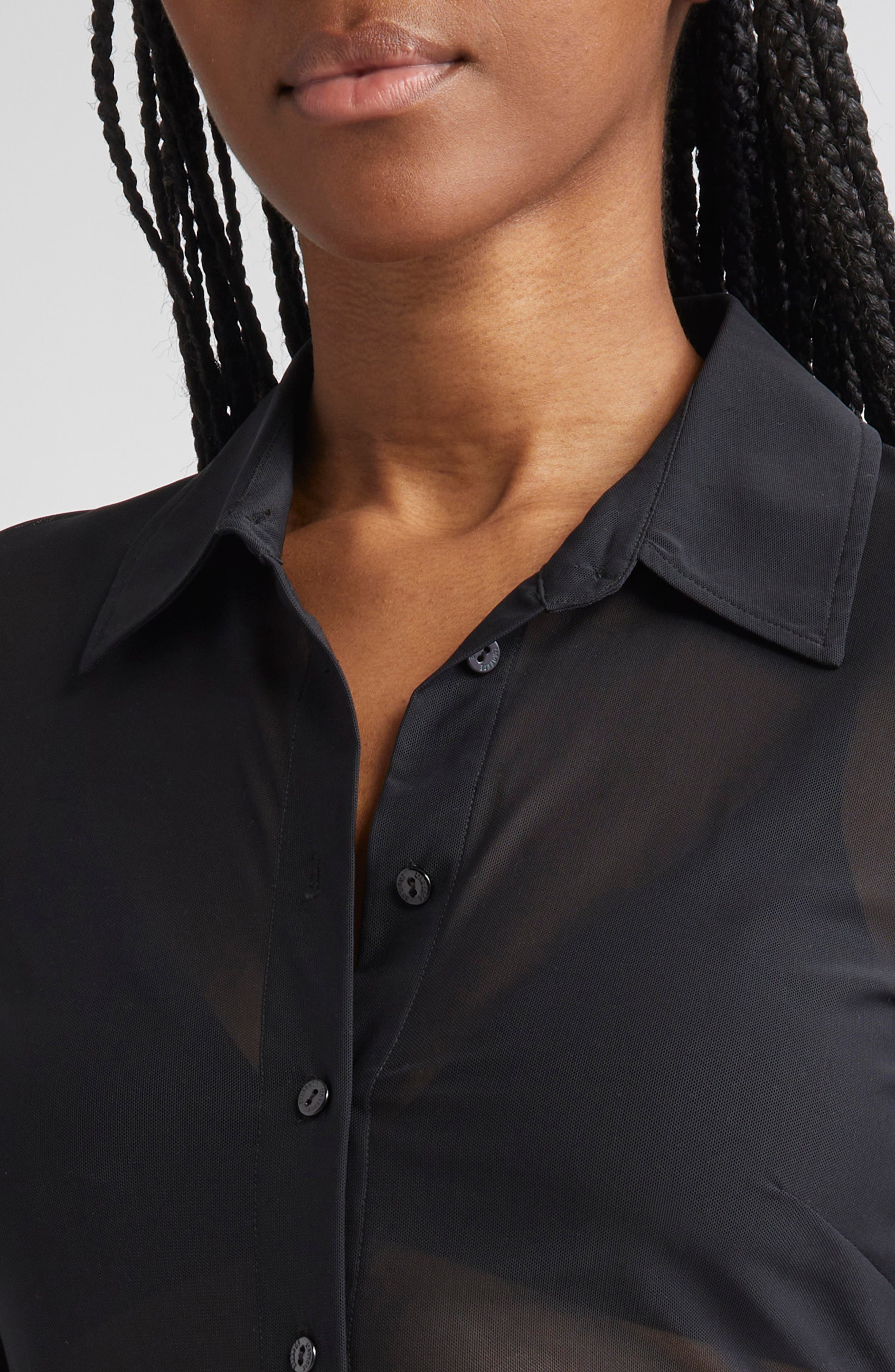 L'AGENCE Indiana Fitted Shirt in Black at Nordstrom - 4