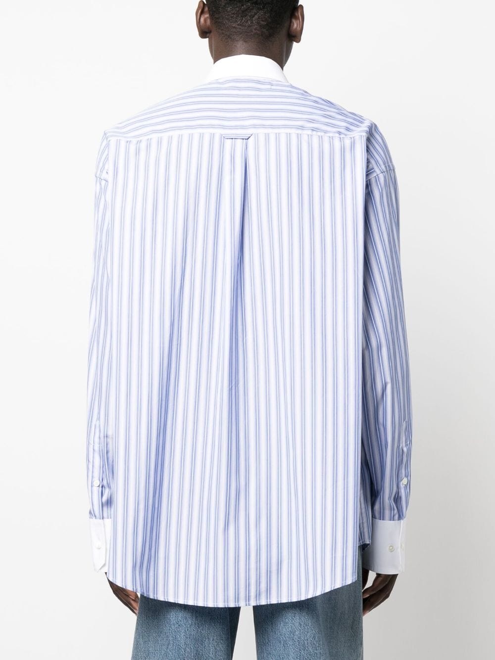 logo-embroidered striped cotton shirt - 4