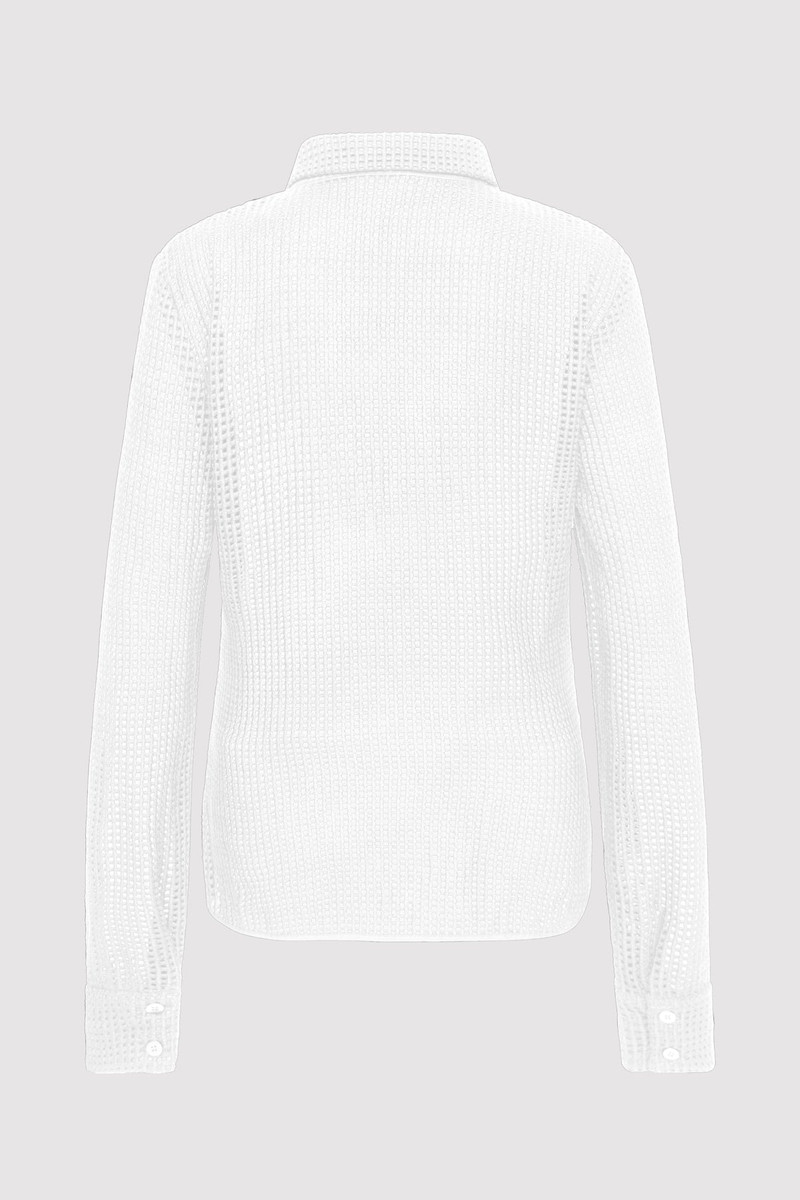 ST. AGNI Fitted Cotton Grid Shirt - White outlook