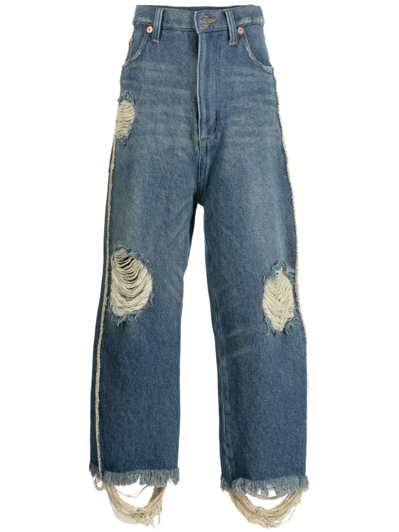 distressed low-rise straight-leg jeans 1