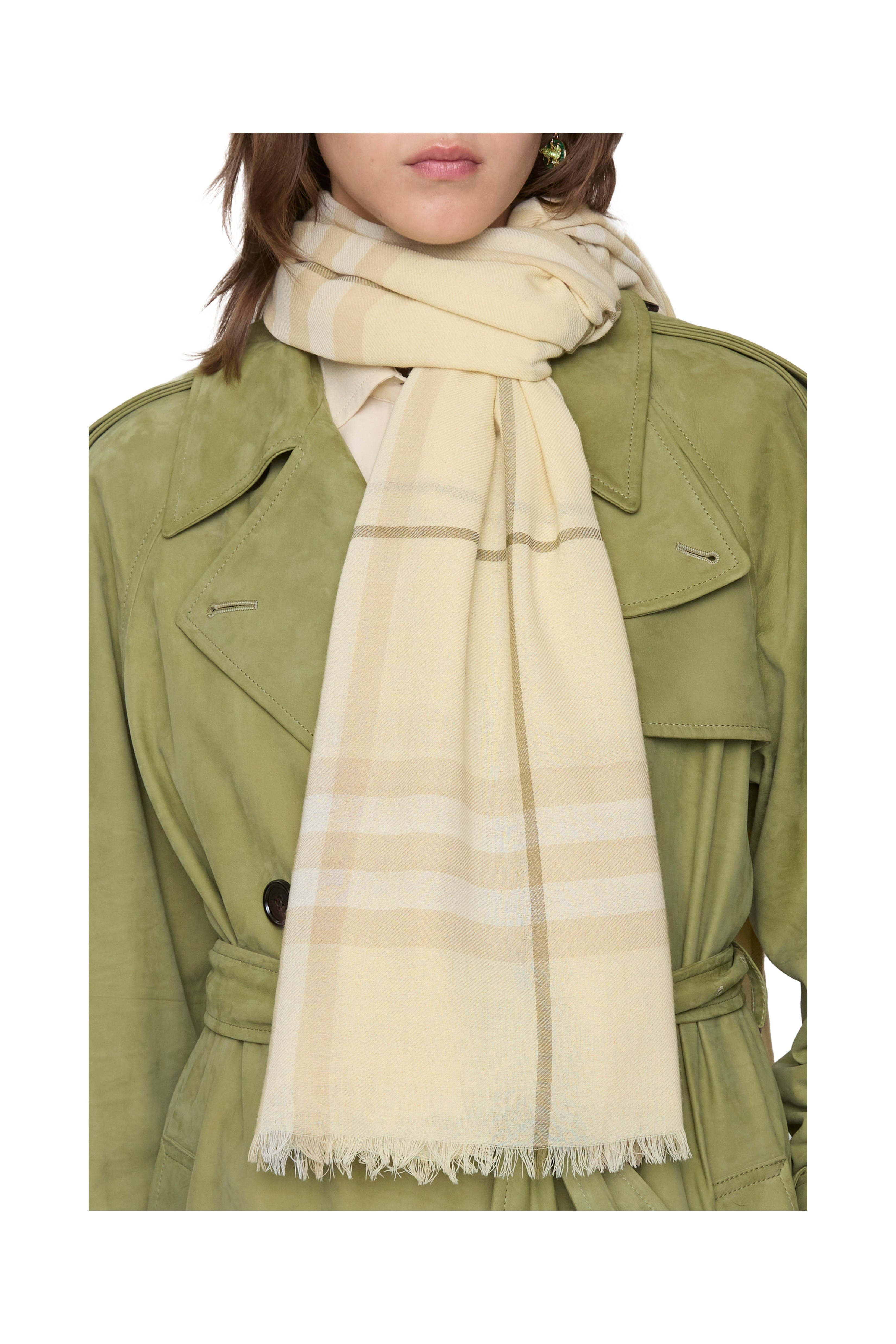 burberry Wide Check Wool Scarf in Buff at Nordstrom - 3